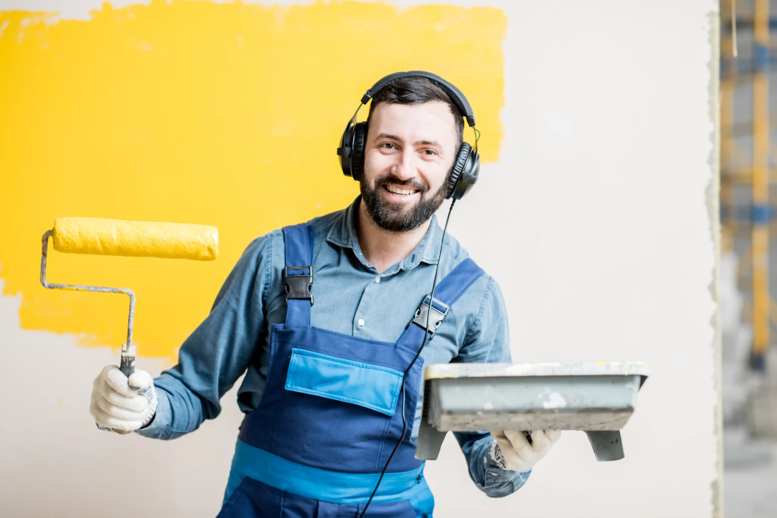 A painter listening to the music during a work.